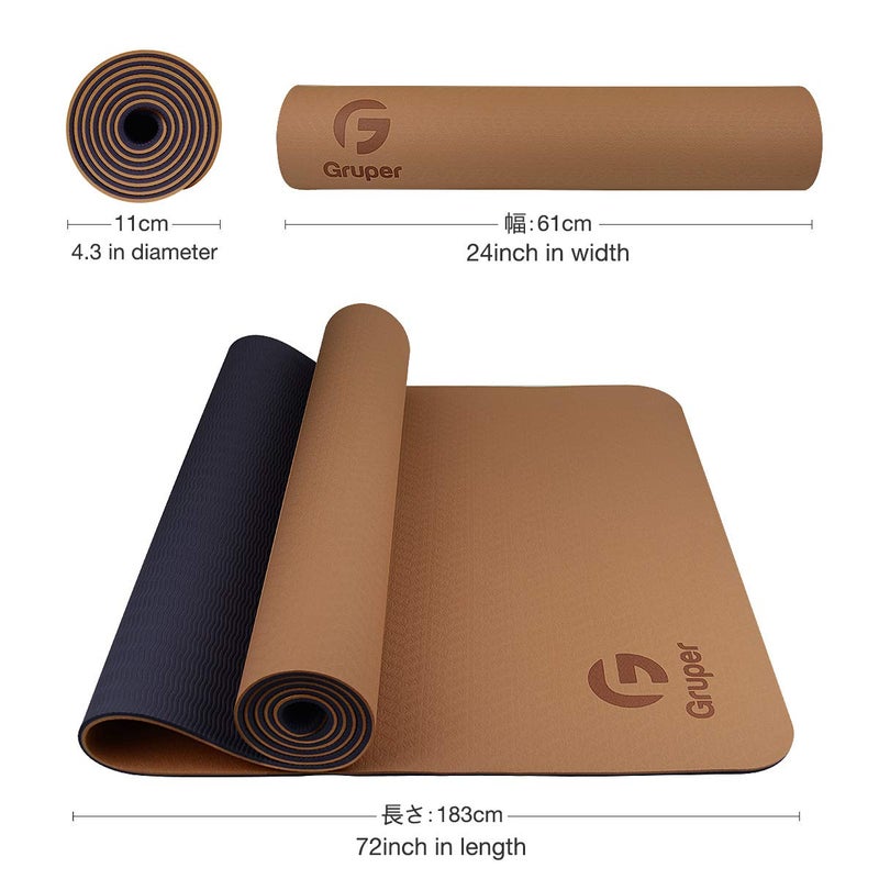 Gruper Yoga Mat Non Slip, Eco Friendly Fitness Exercise Mat with Carrying Strap,Pro Yoga Mats for Women,Workout Mats for Home, Pilates and Floor Exercises (Champagne Gold/Brown, Thickness-6mm) - Image 5